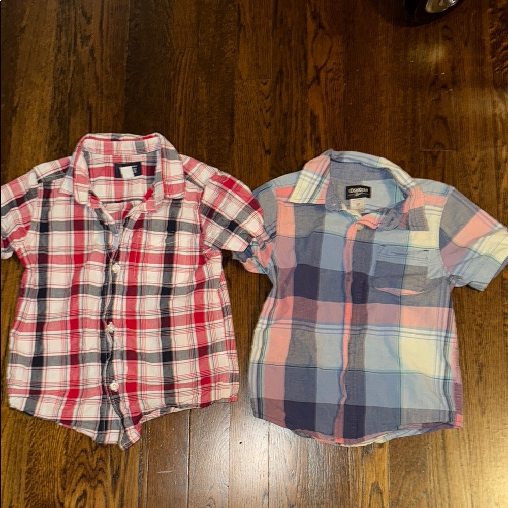 Plaid Kids Short Sleeves Button Ups